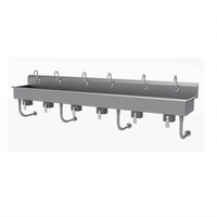 Advance Tabco 6-Station Wall-Mounted Multiwash Hand Sink with Knee Valves and Gooseneck Spouts, 120-Inch, 16-Gauge 304 Stainless Steel