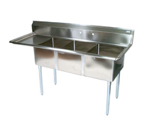 John Boos E-Series 3-Compartment Stainless Steel Sink with Left Drainboard