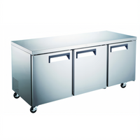 Grista 3-Section Undercounter Refrigerator with Stainless Steel Worktop, 16.9 Cu. Ft., Rear-Mount Self-Contained Refrigeration