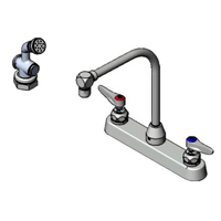 T&S Brass Deck-Mount Workboard Faucet with Swing Nozzle, Aerator, Spray Valve and 48-Inch Hose, 8-Inch Centers