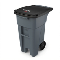BRUTE Standard 32 Gallon Rollout Trash Container with Hinged Lid