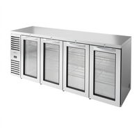 True Premier Bar Four-Section Refrigerated Back Bar Cooler with 4 Locking Glass Doors, 92-Inch Wide