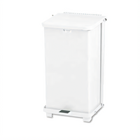 Defenders 13 Gallon White Square Step Can with Retainer Band and Plastic Liner
