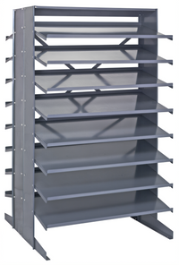 Quantum Double-Sided Sloped Pick Rack, 16-Shelf Configuration, 800 lb Capacity, 36 x 36 x 60 Inches