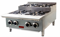 Omcan Countertop Step-Up Natural Gas Hot Plate, 24-Inch, 4-Burner