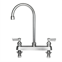 Fisher Deck-Mount Manual Faucet with 6-Inch Swivel/Rigid Gooseneck Spout, 8-Inch Centers, Stainless Steel