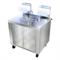 Dinex Mobile Self-Contained Stainless Steel Hand Washing Station, 120V