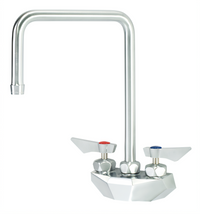 Krowne Diamond Series Splash-Mount Commercial Faucet with 4-Inch Centers and 8 1/2-Inch Double Bend Spout