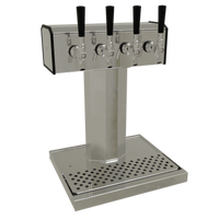 Glastender Countertop Tee Draft Dispensing Tower, 4-Faucet, Air-Cooled, Polished Chrome Finish