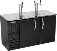 Beverage Air 58-Inch Draft Beer Cooler with 3-Keg Capacity, 2 Doors, and Single & Dual Faucet Towers