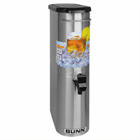 BUNN Narrow Tower Iced Beverage Dispenser with Solid Lid, 3.5 Gallon, Stainless Steel