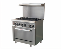 IKON Cooking 36-Inch Natural Gas Commercial Range with 6 Burners, Standard Oven, and Back Riser Shelf