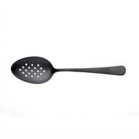 Mercer Culinary 9-Inch Perforated Plating Spoon with Deep-Well Bowl and Black Matte Handle