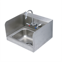 T&S Brass Wall-Mounted Stainless Steel Hand Wash Sink with Side Splash Shields and 4