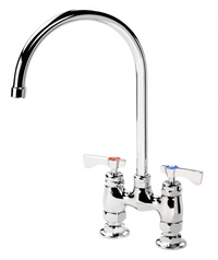 Krowne Royal Series Raised Deck Mount Manual Faucet with 4-Inch Centers and 8-1/2-Inch Gooseneck Spout