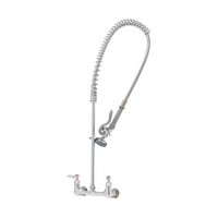 T&S Brass EasyInstall 8-Inch Centers Wall-Mount Spring-Action Pre-Rinse Unit with Cerama Cartridges