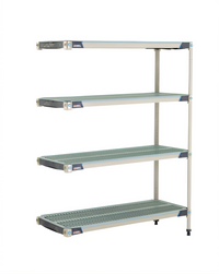 MetroMax i 4-Shelf Add-On Polymer Shelving Unit, 48W x 18D x 63H, Open Grid