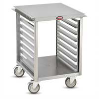 FWE Mobile Stainless Steel Equipment Stand with 17 Universal Pan Slides, 21-1/2 Inch Wide