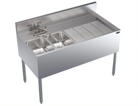 Krowne Royal Series Two-Compartment Underbar Sink Unit with Right Drainboard and Faucet, 48 Inch W x 24 Inch D