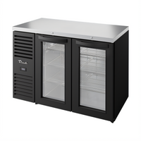 True Premier Bar 48-Inch Two-Section Single Zone Refrigerated Back Bar Cooler with Locking Glass Doors