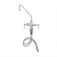 T&S Brass Double Pantry Faucet with 18-Inch Swing Nozzle, Deck Mounted, Lever Handles, 4-Inch Centers