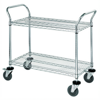 Quantum Chrome-Plated 2-Shelf Wire Utility Bus Cart, 48 x 18 x 37-1/2 Inches, 1200 lb Capacity