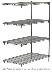 Metro Super Erecta Super Adjustable Chrome-Plated Wire Add-On Shelving Unit, 48W x 18D x 63H, 4 Shelves