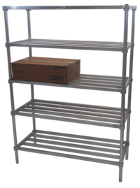Adjustable Tubular Aluminum Shelving Kit with 5 Shelves, 60 x 24 x 72 Inches