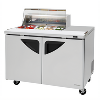 Turbo Air Super Deluxe 48 1/4-Inch Two-Section Clear Top Refrigerated Sandwich/Salad Prep Table with 8-Pan Opening