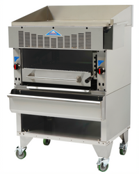 Comstock-Castle 40-Inch Freestanding Single Deck Gas Upright Broiler with Griddle and Cabinet Base