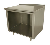 Advance Tabco 144-Inch x 24-Inch 14-Gauge 304 Stainless Steel Open Front Cabinet Base Work Table with 1-1/2-Inch Rear Splash