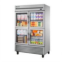 True 2-Section Reach-In Refrigerator with 4 Framed Glass Half Doors, Bottom-Mounted R290