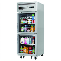 Everest Refrigeration Upright Reach-In Refrigerator with 2 Half Glass Doors, 23 Cu. Ft., Top-Mounted, Stainless Steel