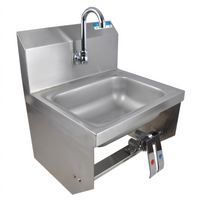 BK Resources Wall-Mount Hand Sink with Knee Valve and Lead-Free Faucet, 14 x 10 x 5 Bowl