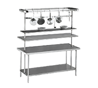 Advance Tabco Adjustable 48-Inch Table-Mounted Stainless Steel Utensil Rack with 6 Plated Pot Hooks