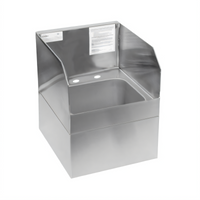 Glastender Wall-Mount Stainless Steel Hand Sink with Skirt and Side Splashes, 14 x 15 Inches