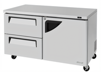 Turbo Air Super Deluxe Series Two-Section Undercounter Refrigerator with 2 Drawers and 1 Right-Hinged Door, 60-1/4 Inches Wide