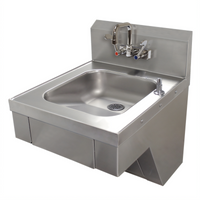 Advance Tabco ADA Compliant Wall-Mounted Hand Sink with Tapered 14 x 16 x 5-Inch Bowl, Faucet, Soap Dispenser and Basket Drain