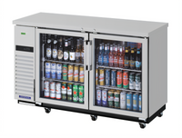 Turbo Air Super Deluxe Two-Section Narrow Back Bar Cooler with 2 Glass Doors, 16.46 Cu. Ft., Self-Contained Side-Mount, 115V