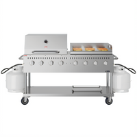 KoolMore 8-Burner Mobile Commercial Outdoor Grill Charbroiler with 30-Inch Roll Dome Cover, Propane