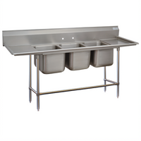 Advance Tabco Regaline 3-Compartment Commercial Sink with Left & Right-Hand Drainboards, 20