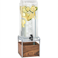 Cal-Mil Mid-Century 3 Gallon Single Beverage Dispenser with Infusion Chamber, Walnut Base and Chrome Frame