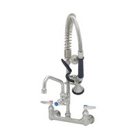 EverSteel 8-Inch Adjustable-Center Wall Mount Pre-Rinse Unit with Add-On Faucet, 6-Inch Swing Nozzle, and 1.15 GPM Spray Valve