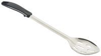 15-Inch Slotted Basting Spoon with Stop Hook, Stainless Steel, Black Polypropylene Handle