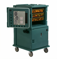 Cambro Ultra Camcart Heated Front-Loading GN 1/1 Food Pan Carrier, 2-Compartment, 110V, Granite Green