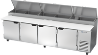 Beverage-Air DP119HC Four-Door Deli/Pizza Prep Table, 119-Inch, 42.2 Cu. Ft., Side-Mounted Self-Contained Refrigeration