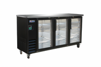 IKON Refrigeration 73-Inch Three-Section Back Bar Cooler with Glass Swing Doors