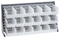 Quantum 36-Inch Louvered Bench Rack with 18 Clear Bins