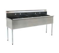 Eagle Group Four-Compartment Utility Sink with Left and Right Drainboards, 304 Stainless Steel, 108-1/4 Inch Wide