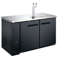 U-STAR 59-Inch Commercial Back Bar Beer Dispenser with Double-Tap Tower, 2 Doors, and 2 Half-Barrel Keg Capacity